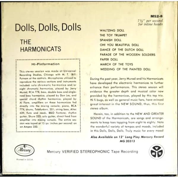 Dolls Dolls Dolls Tape Back cover by Jerry Murads Harmonicats