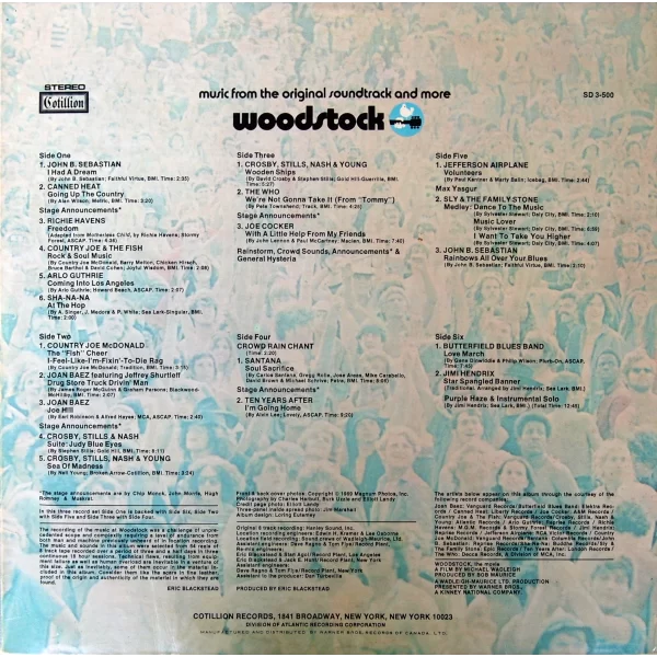 woodstock songs on albums 3 discs