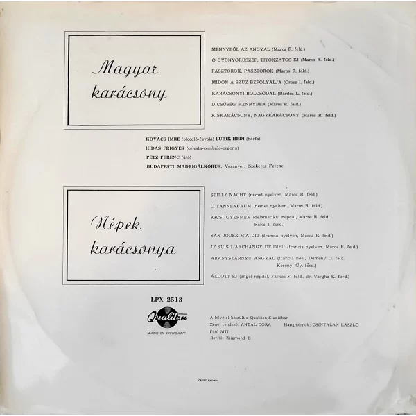 Karacsonyi Dalok - back cover